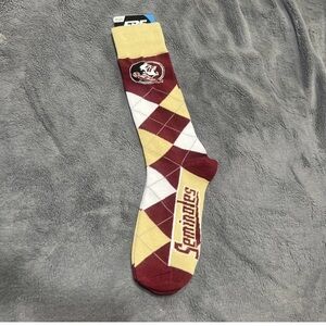 Seminoles Argyle Crew Socks - Red and Yellow